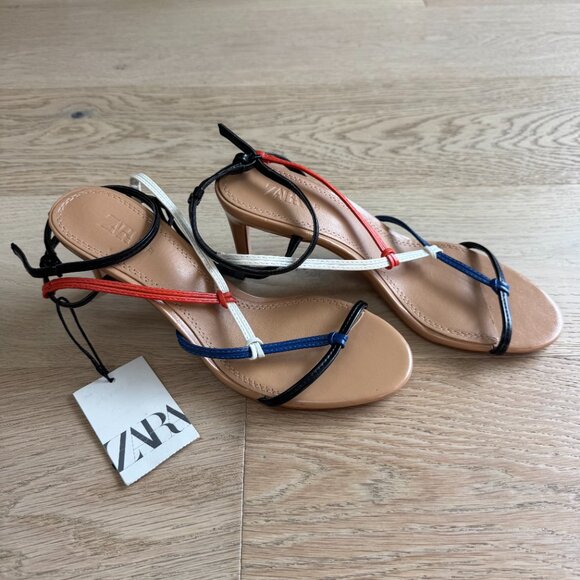 Chic Zara Multicolored Strappy Heels (Size 37) - Picture 3 of 7